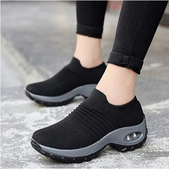 Women's Walking Shoes Sock Sneakers - Mesh Slip On Air Cushion - Picture 2 of 5
